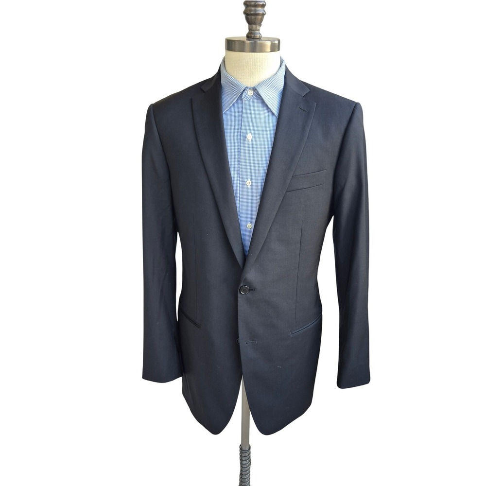 Indochino Mens Wool Black Blazer Jacket Paisley Lining Custom Made Sz 42 L